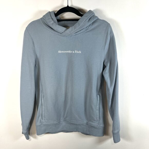 ABERCROMBIE & FITCH Soft AF Logo Crop Hoodie in Light Blue Size‎ Women’s Sz XS - Picture 2 of 9